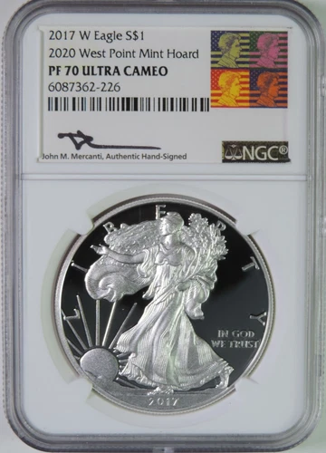 2017 W 2020 West Point Hoard American Silver Eagle 1oz Silver $1 Coin NGC PF70