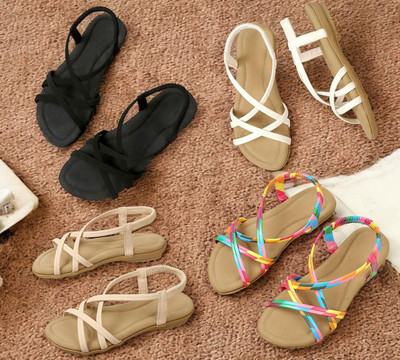 Damensandalen Kunstleder Slipper Slingback offene Zehenpartie lässig bequem Sommersandale