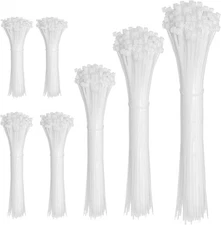 Cable Zip Ties,600 Piece Self-Locking Nylon 4+6+8+10+12Inch 600 Piece, White 