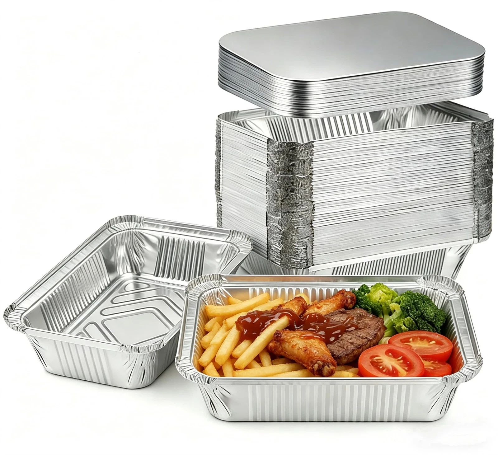 Aluminum Pans with Lids (60 Pack, 8.5"×6") 2.25 LB Capacity Foil Pans with Li...