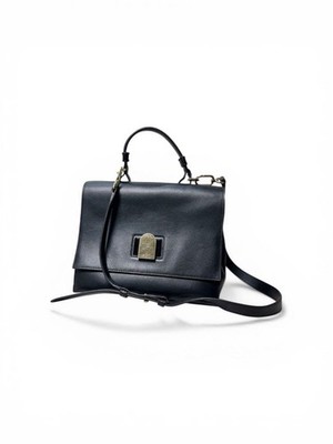 FURLA Emma 2way Handbag Leather Used Rare Authentic Size 21x25x11 cm