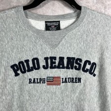 Vintage Polo Jeans Co. Ralph Lauren Sweatshirt Boys Small Gray Crew Pullover 90s