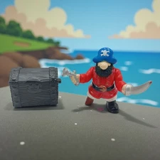 Vtg 1994 Fisher Price Great Adventures Pirate Red Captain & Black Treasure Box