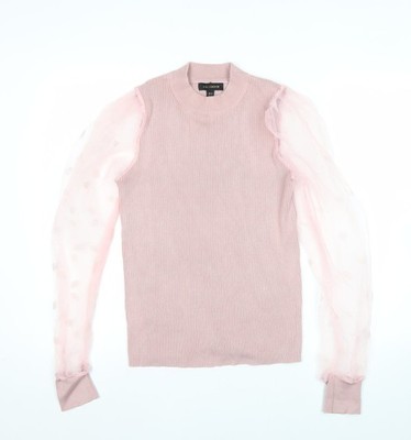 QED London Damen Pullover rosa Rundhals Puffärmel Größe M