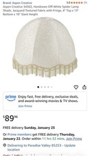 Aspen Handsewn Off-White Spider Lamp Shade, Jacquard Textured Fabric with Fr...