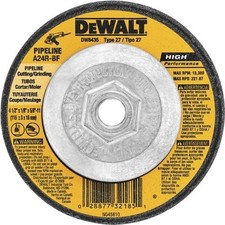DeWalt DW8435 4-1/2" x 1/8" Pipeline Cutting Wheel 5/8-11