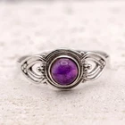 925 Sterling Silver Vintage Style Natural Amethyst Gemstone Ring Filigree