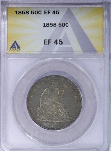 1858 Liberty Seated Half Dollar 50c ANACS EF45 XF45