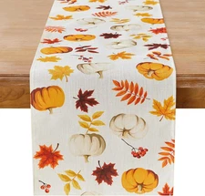 Pumpkins Fall Table Runner Autumn Table Runners Fall Maple Leaves Orange Kitchen