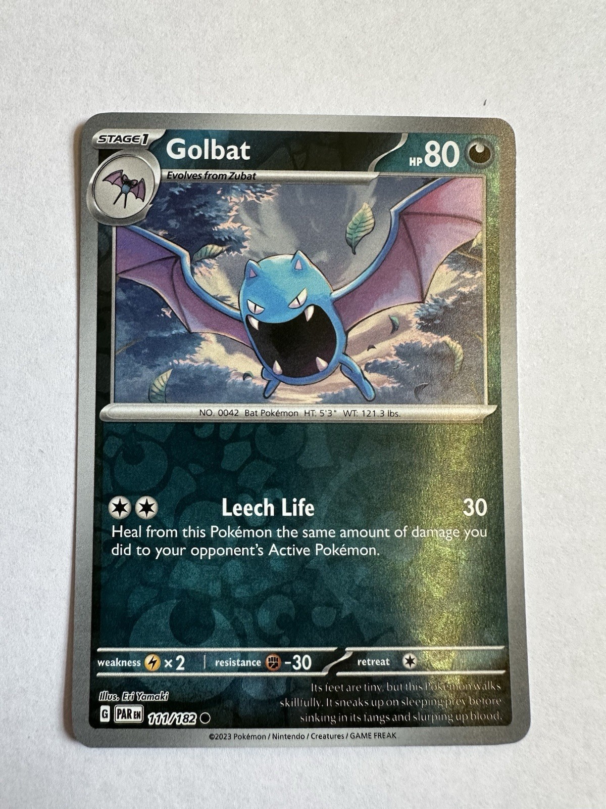 Golbat 111/182 Common Paradox Rift Pokemon Eri Yamaki Reverse Holo Near Mint