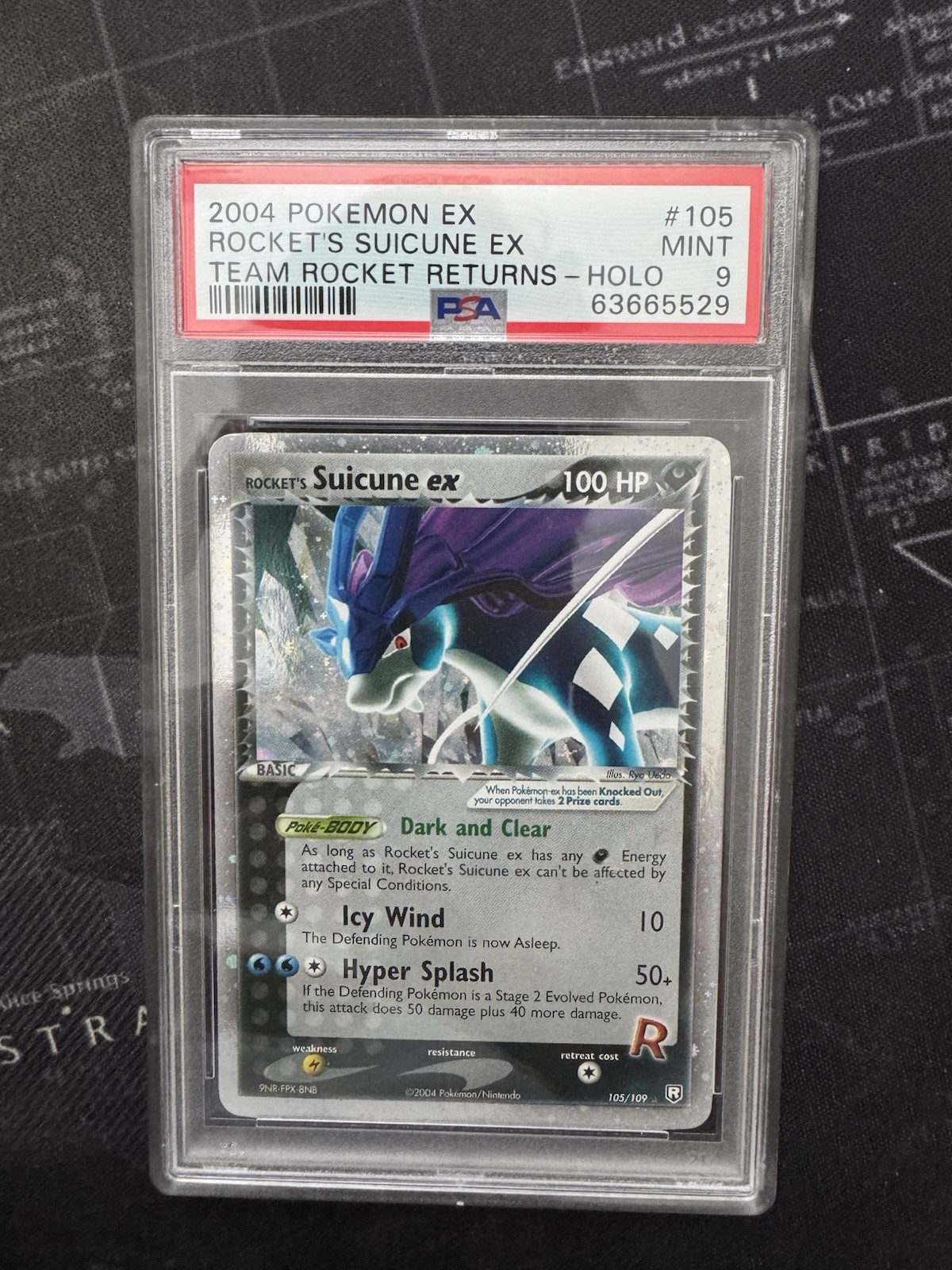 Rocket's Suicune EX Holo 105/109 Team Rocket Returns Pokemon PSA 9