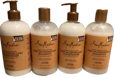 4 Shea Moisture Raw Shea Butter Moisture Retention Shampoo & Conditioner 13 oz