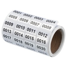 Consecutive Number Stickers, 0001-2000 Inventory Label Numbers, Silver