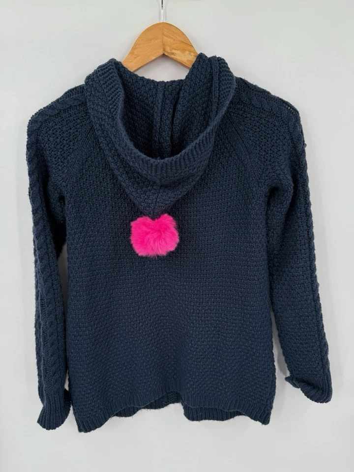 Мини Boden девочек темно-синий свитер на пуговицах с Pom Pom капюшон размер 9-10 лет - Изображение 2 из 4