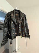 Womens Pure Lambskin Leather Black Motorcycle...