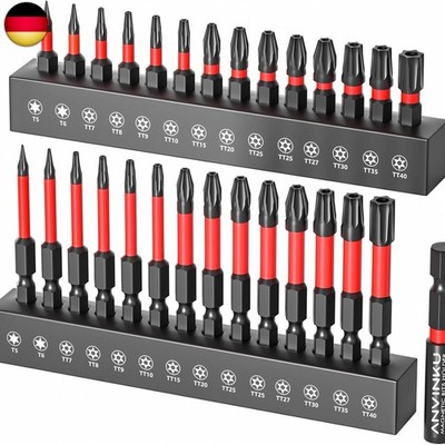 29-teiliges Torx-Bit-Set, T5-T40 Torx-Sicherheits-Bit-Set, S2-Stahl, 2,5 cm und