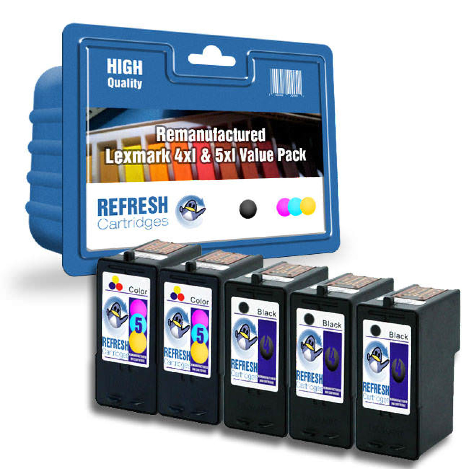 Refresh Cartridges Saver Pack 3x4XL/2x5XL Ink Compatible With Lexmark Printers