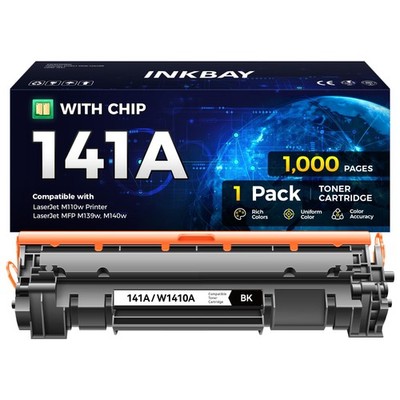 141A Toner Cartridge 1-Black with chip High Yield Replacement for HP 141A W14...