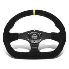 Nrg Rst-024mb-s-y 320mm Flat Bottom Suede Steering Wheel W Yellow Center Mark