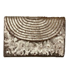 Champagne Sequin Evening Clutch Wedding Party Formal Chain Shoulder Bag