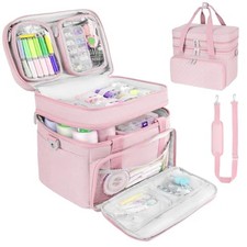 Sewing Box for Sewing Supplies , Double-Layer Organizer Bag with Pink