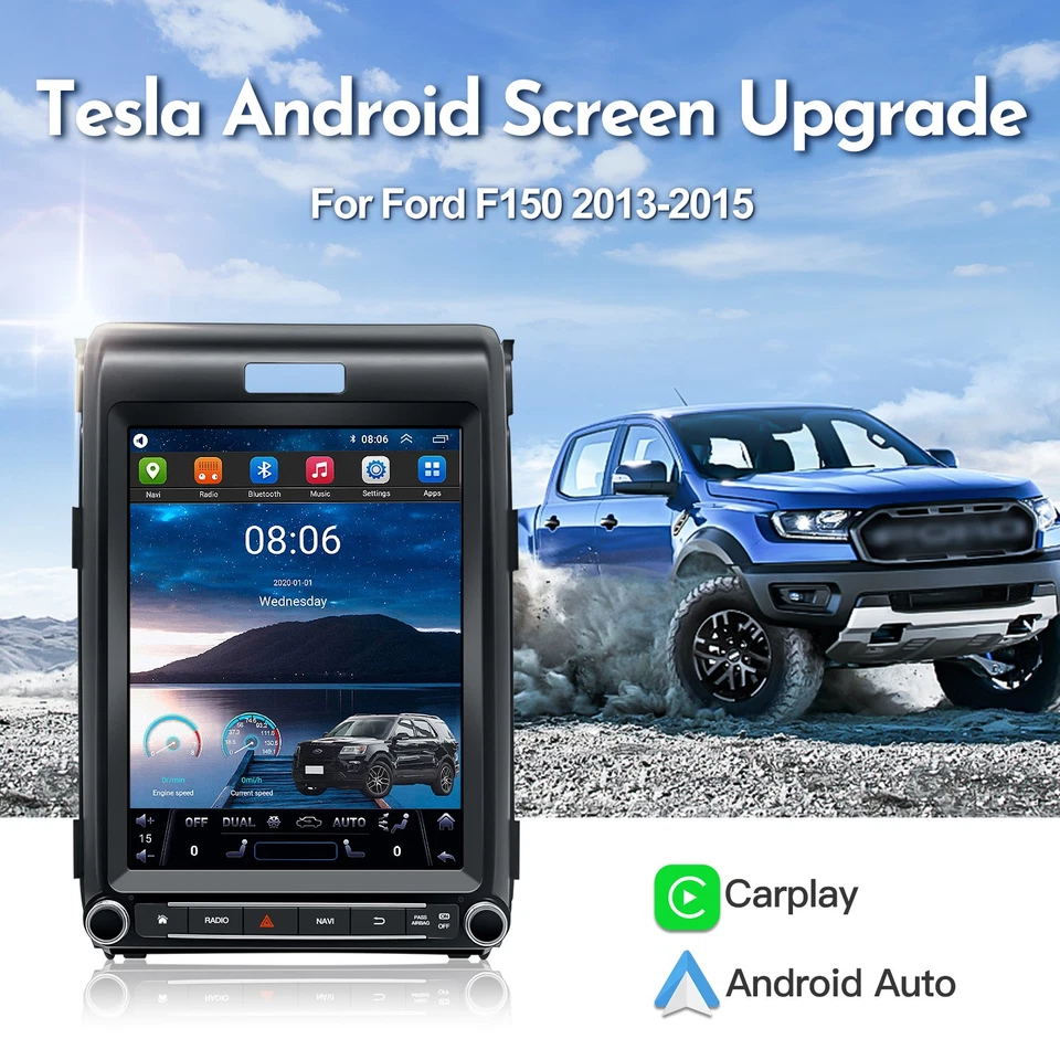 12.1" Navi Wireless Carplay Tesla Model Touchscreen for Ford F150 2013-2015 - Image 4 of 4