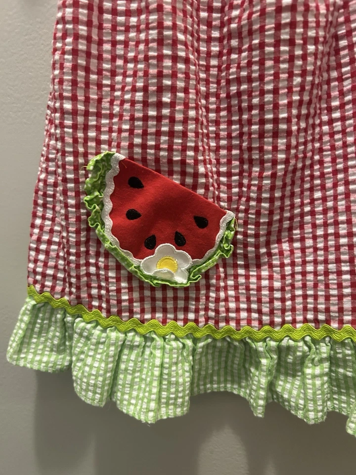 Emily Rose 18 M Bebé Niña Seersucker Solero Sandía Rojo Guinga Verano Foto 3 de 4