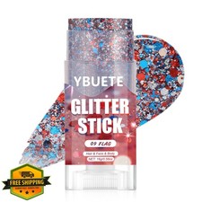 YBUETE USA Flag Face Body Glitter Stick Red White Blue