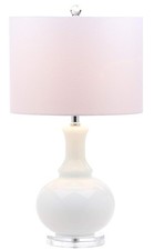 Modern Glass Table Lamp Set White 28in Bedroom Lighting