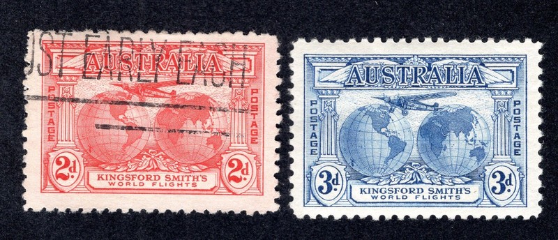 Australia 1931 Set of 2 Kingsford-Smith Flight, Scott 111-112 used & MH