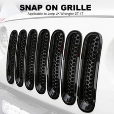 For Jeep Wrangler JK 2007-2017 Front Mesh Headlight Inserts Grille & Accessory