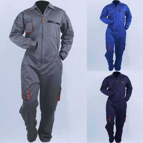 Mens Overalls Work Wear Slim Fit Solid Suit Coveralls Mechanics