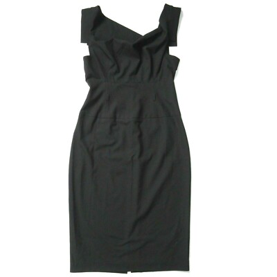 NWT Black Halo Jackie in Black Cap Sleeve Tailored Sheath Dress