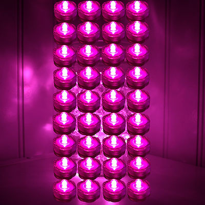 36 Pink LED Submersible Tea Lights – Flameless Waterproof Candles For Decor