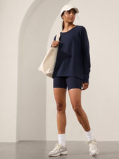 NEW Athleta Women Coaster Luxe Recover Sweatshirt Top Navy