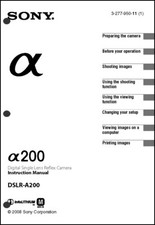 Sony DSLR Alpha A200 Digital Camera User Guide Instruction Manual
