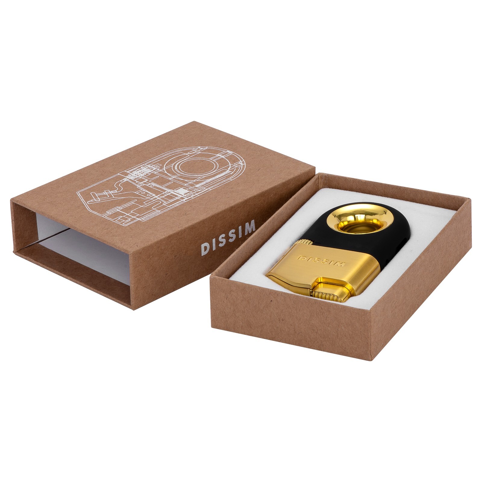 DISSIM World's First Inverted Lighter, Light up or down, Jet Flame , Gold