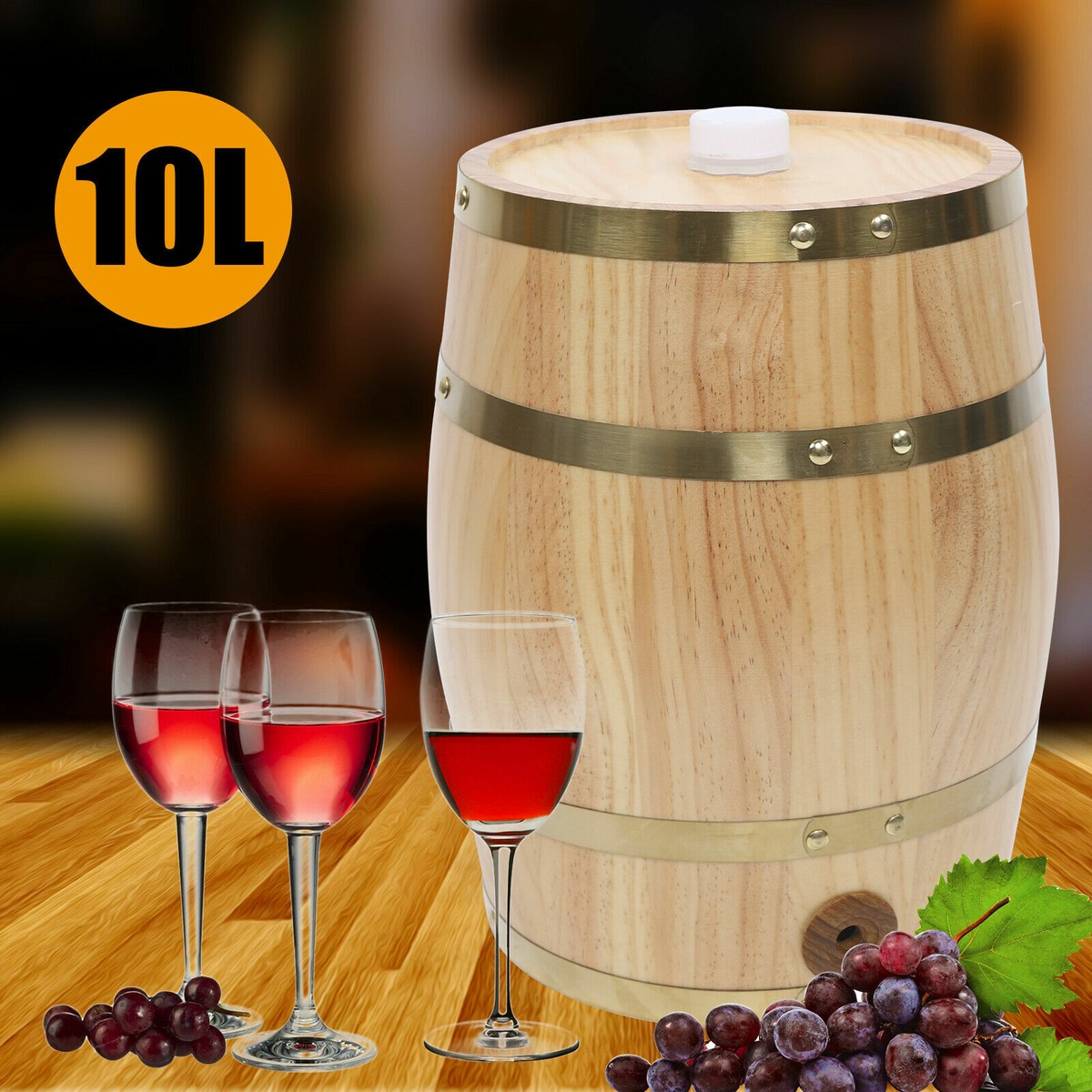 Mini Whiskey Barrel 10L Whiskey Barrel Dispenser Oak Aging Barrels Home ...