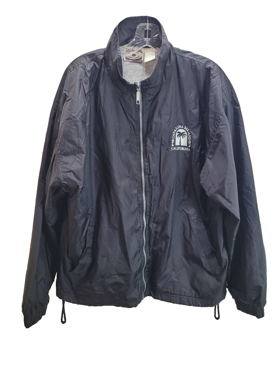 California Catalina Island Mens Lined Windbreaker Jacket Black XL Times  Square