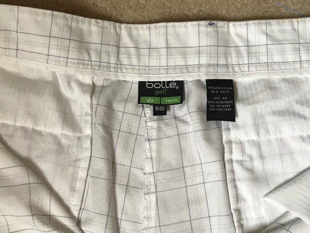 Bolle Golf Tech Mens Shorts White checkered Size W40 | eBay
