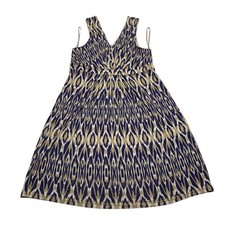 Ann Taylor Loft Navy Blue & Tan Sleeveless Just Above The Knee Dress Petites PM