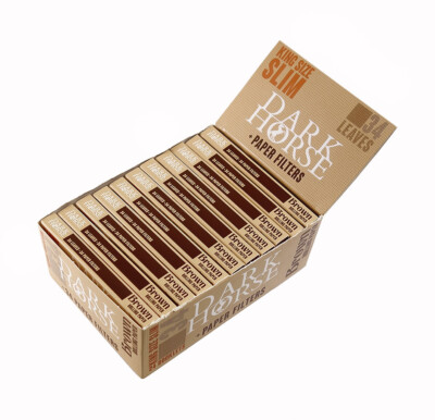 2 Boxen (48 Heftchen) Dark Horse Brown King Size Slim Papers+Tips+Stopfstick