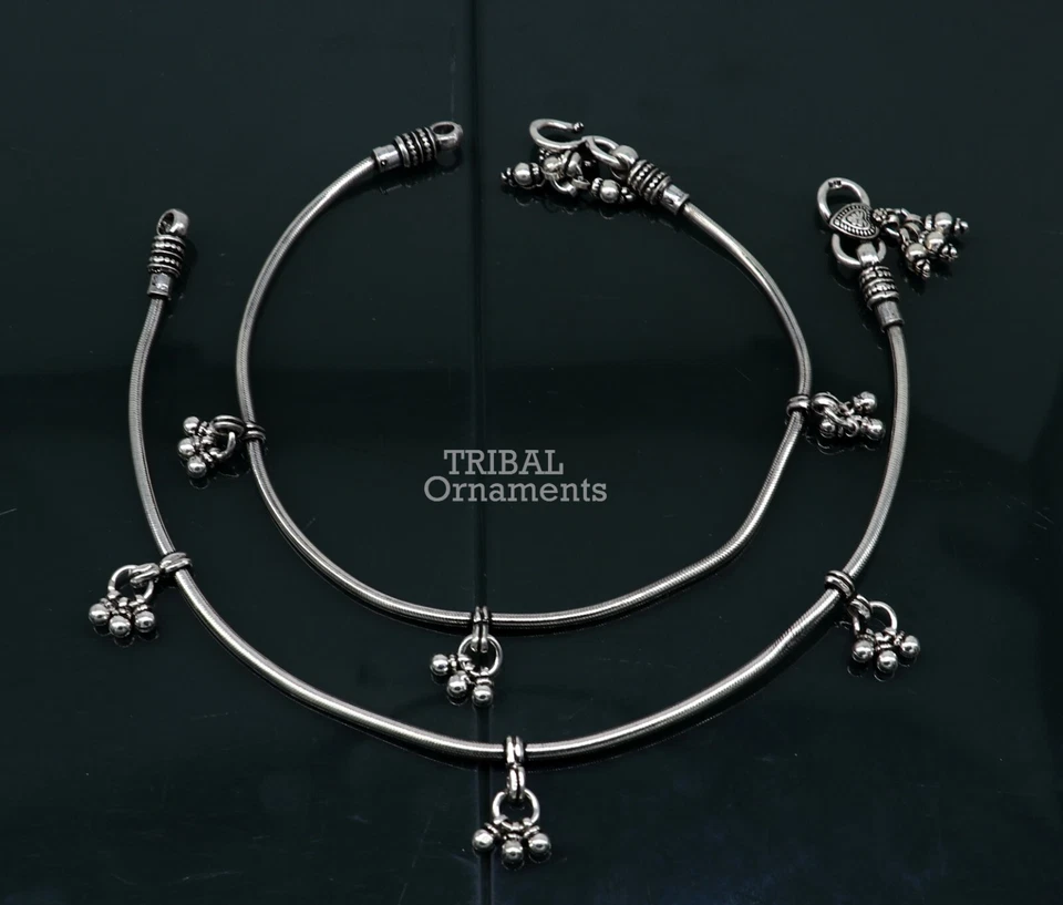 Tornozeleiras de corrente de cobra prata esterlina 925 melhores joias tribais étnicas e 466 - Imagem 2 de 4