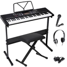 61 Key Electronic Keyboard Piano Microphone with Stand Sticker Sheet  Portable