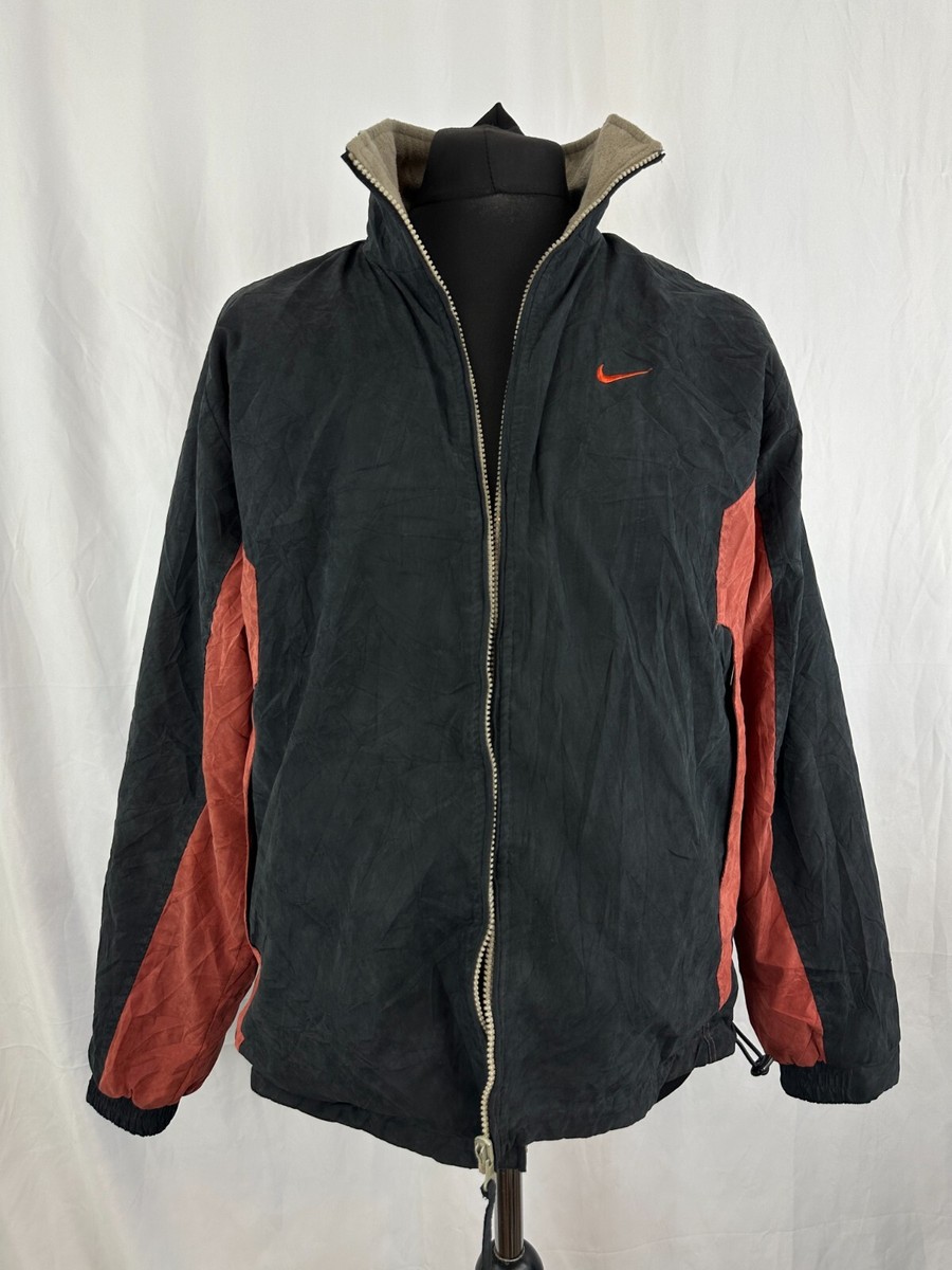 Mens Nike Reversible Jacket black red beige synthetic fabric Large L 42 in  1990s