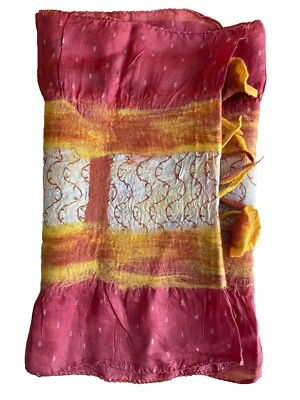 Felt Merino Wool on Silk Scarf - Handmade by women artisans in Nepal