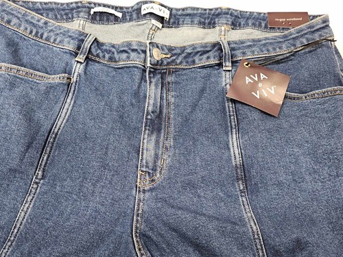 🐻 Women's High-Rise Wide Leg Jeans - Ava & Viv Medium Wash 24 - Picture 4 of 5