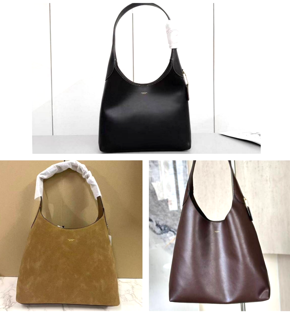 COACH CU044 Size L Brooklyn Shoulder Bag 39 Leather 3 Colors