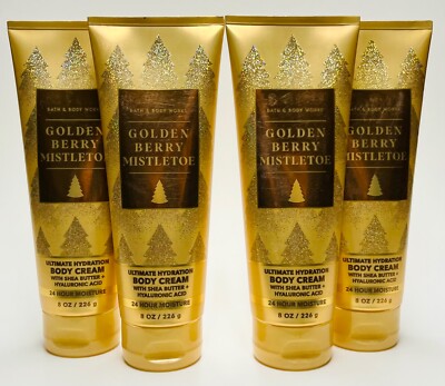 4 Bath & Body Works GOLDEN BERRY MISTLETOE Body Cream Lotion
