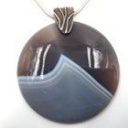 JBB Joshua Benbasse Banded Agate Stone Pendant with Sterling Silver Snake Chain